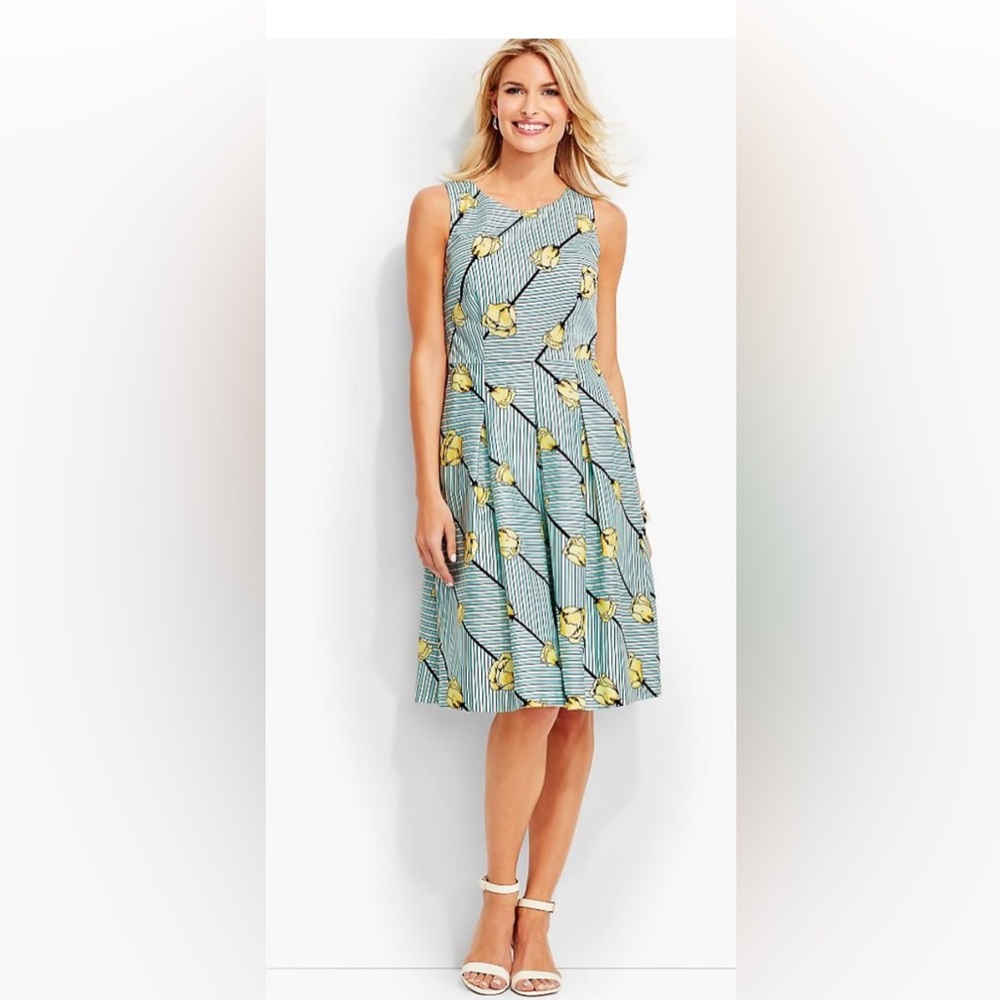 NWT TALBOTS Fit & Flare, Floral Dress 12 Petite